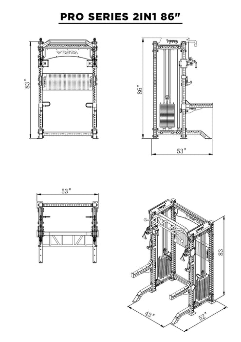 Vesta Pro 2in1 Half Rack Functional Trainer