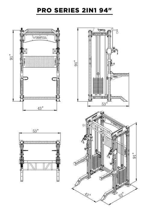 Vesta Pro 2in1 Half Rack Functional Trainer