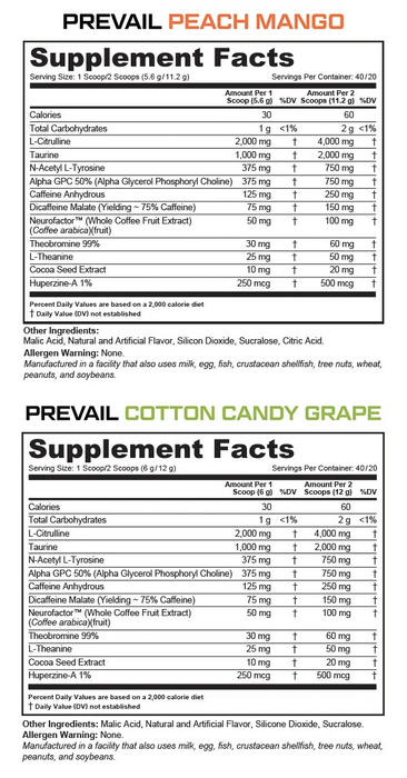 Cutler Nutrition Prevail Pre